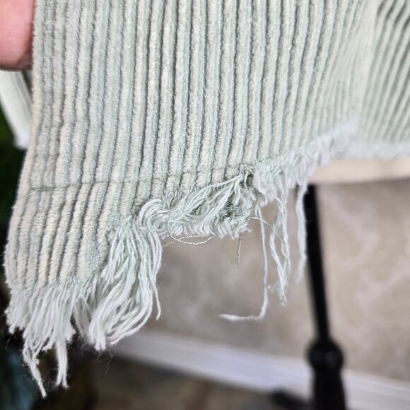 POL Size Large Light Green Corduroy Shacket Button Front Distressed Front Hem - Picture 6 of 15